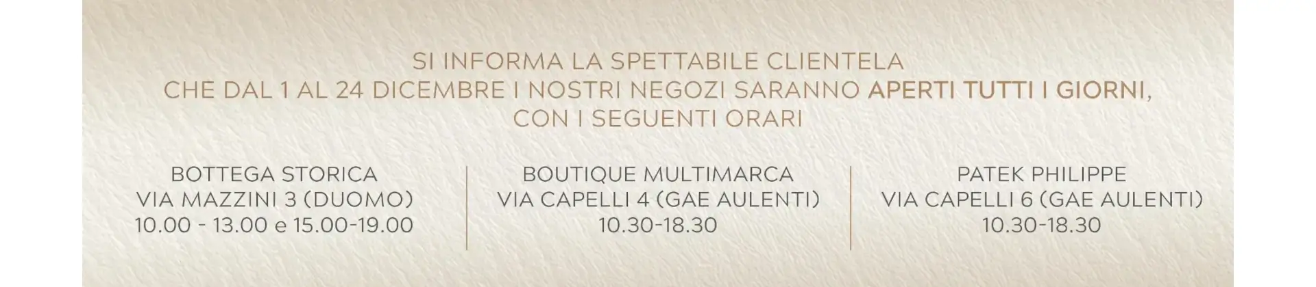 Verga: apertura natalizia