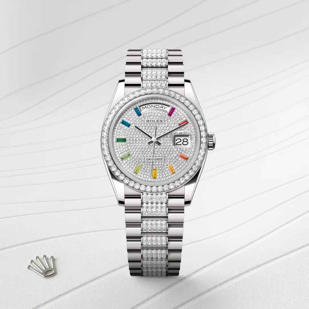 Rolex Day-Date in 18 ct white gold, M128349RBR-0012 - Verga 1947