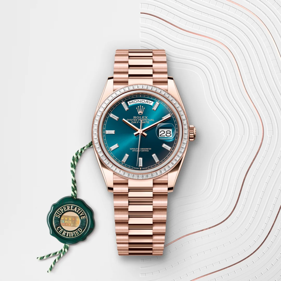 Rolex Day-Date in 18 ct Everose gold, M128395TBR-0032 - Verga 1947