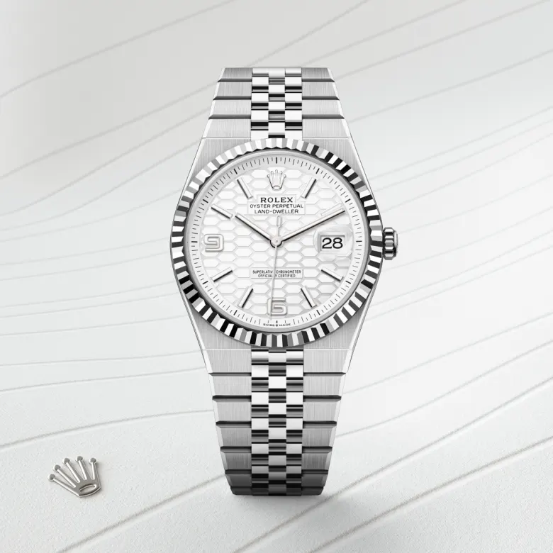 Rolex Land-Dweller in White Rolesor - combination of Oystersteel and white gold, M127334-0001 - Verga 1947