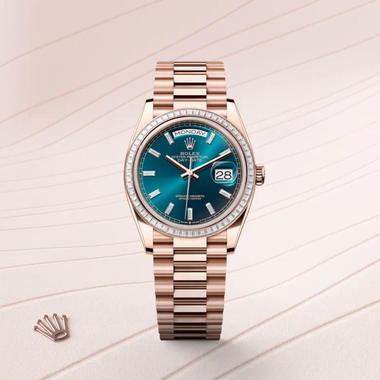 Rolex Day-Date in 18 ct Everose gold, M128395TBR-0032 - Verga 1947