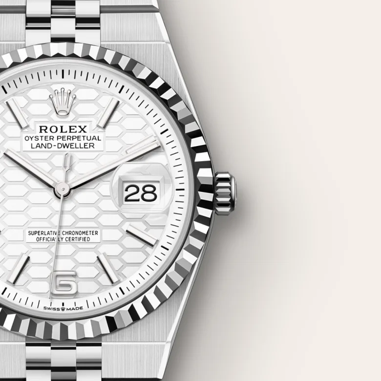 Rolex Land-Dweller in White Rolesor - combination of Oystersteel and white gold, M127234-0001 - Verga 1947
