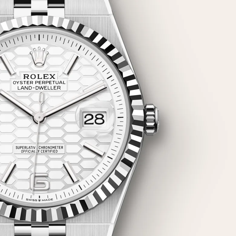 Rolex Land-Dweller in White Rolesor - combination of Oystersteel and white gold, M127334-0001 - Verga 1947